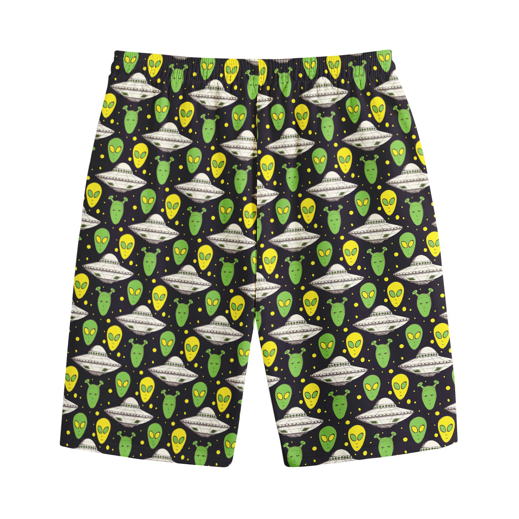 Green Alien UFO Space Print Cotton Shorts