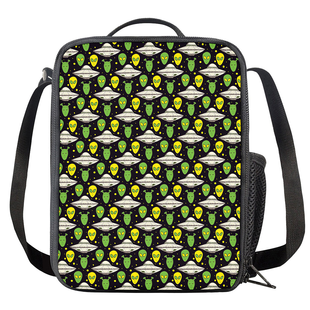 Green Alien UFO Space Print Crossbody Lunch Bag
