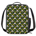 Green Alien UFO Space Print Crossbody Lunch Bag
