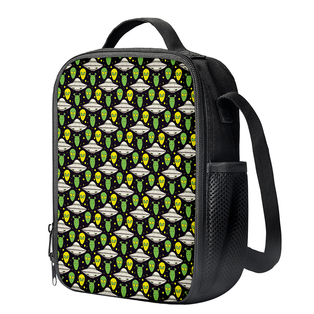 Green Alien UFO Space Print Crossbody Lunch Bag