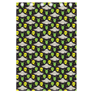 Green Alien UFO Space Print Curtain