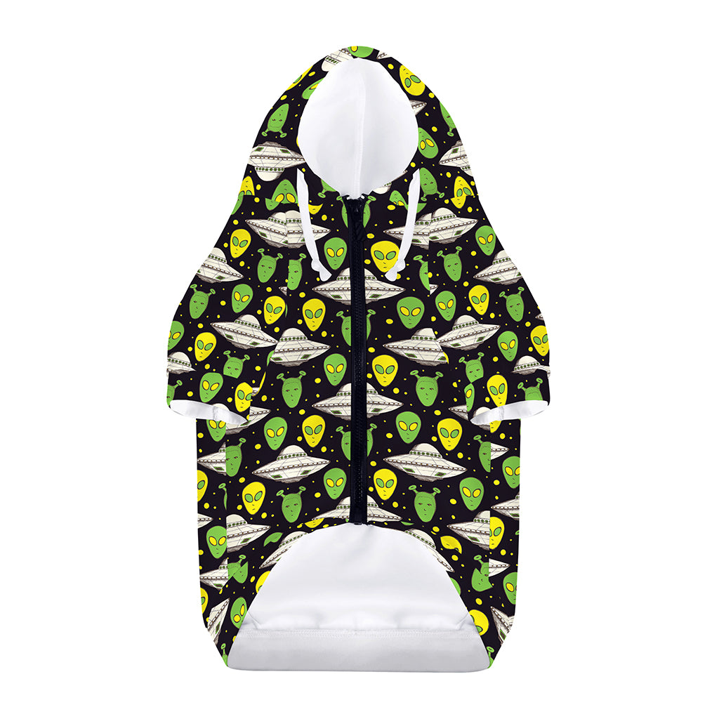 Green Alien UFO Space Print Dog Zip Up Hoodie