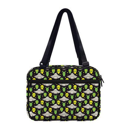 Green Alien UFO Space Print Double Strap Bible Bag
