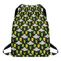 Green Alien UFO Space Print Drawstring Backpack