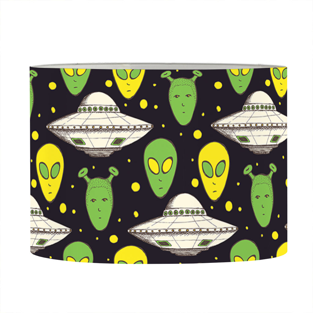 Green Alien UFO Space Print Drum Lamp Shade