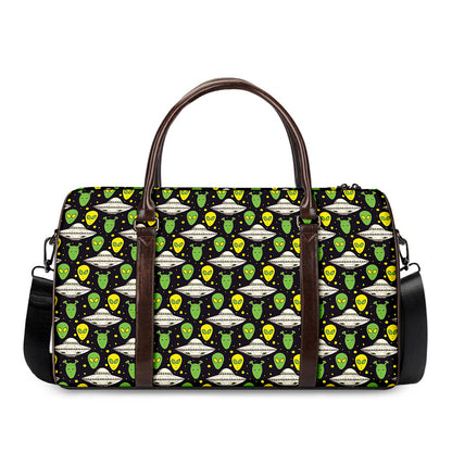 Green Alien UFO Space Print Duffle Bag