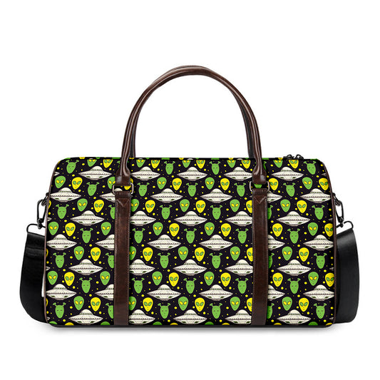 Green Alien UFO Space Print Duffle Bag