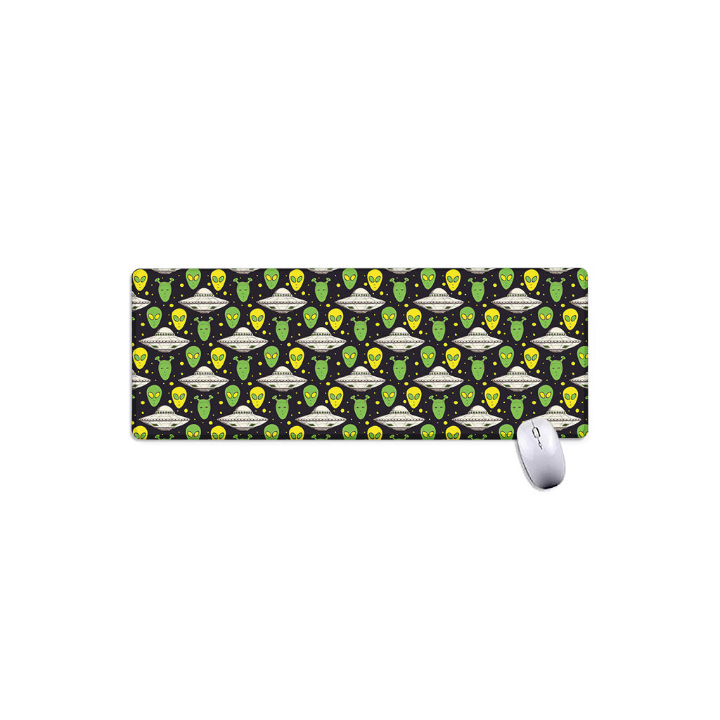 Green Alien UFO Space Print Extended Mouse Pad