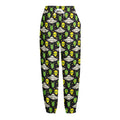 Green Alien UFO Space Print Fleece Lined Knit Pants