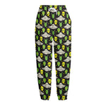 Green Alien UFO Space Print Fleece Lined Knit Pants