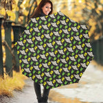 Green Alien UFO Space Print Foldable Umbrella
