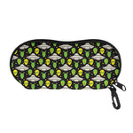 Green Alien UFO Space Print Glasses Case
