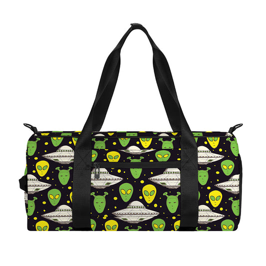Green Alien UFO Space Print Gym Bag
