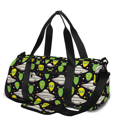 Green Alien UFO Space Print Gym Bag