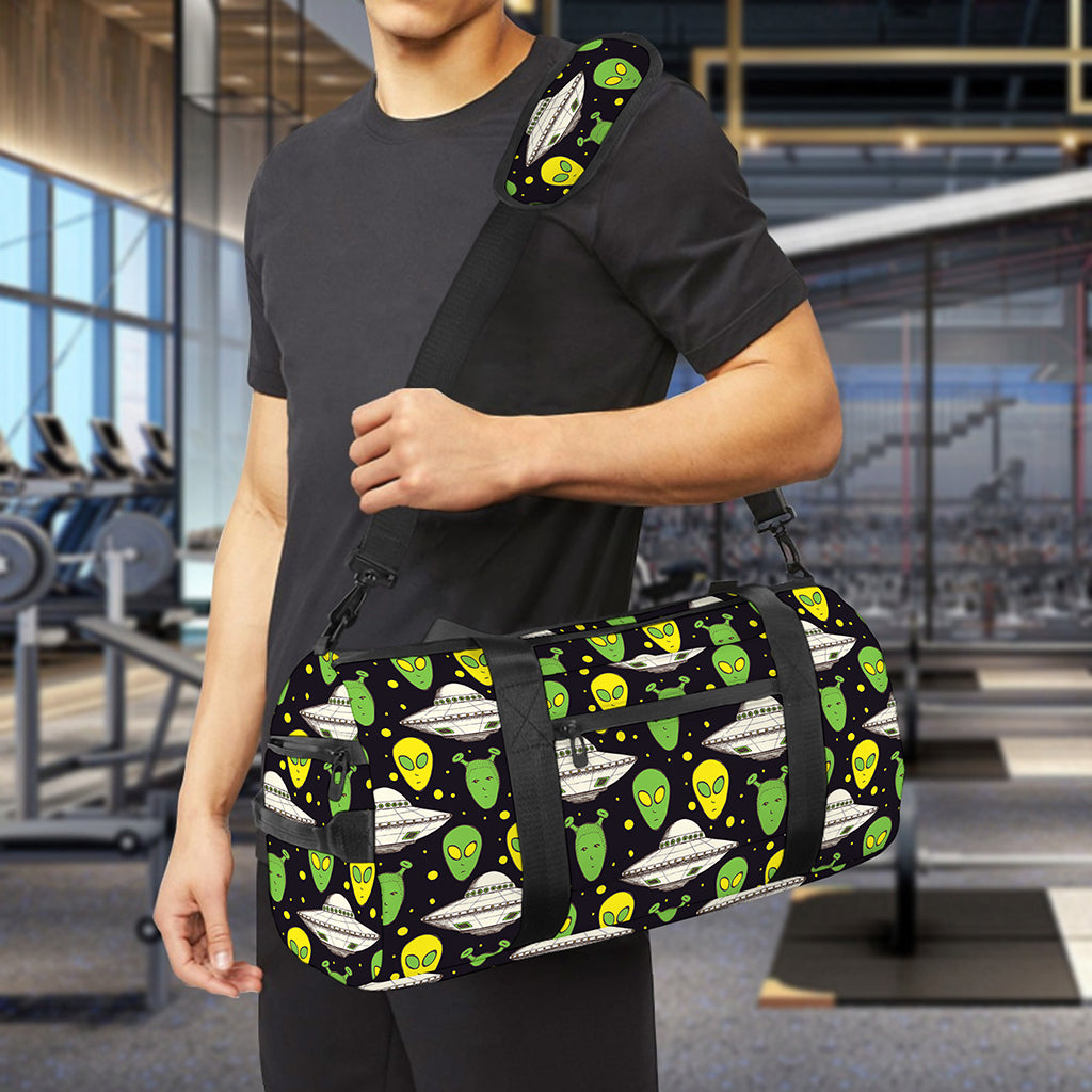 Green Alien UFO Space Print Gym Bag