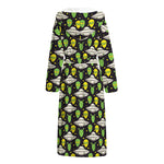 Green Alien UFO Space Print Hooded Bathrobe