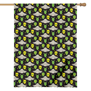 Green Alien UFO Space Print House Flag