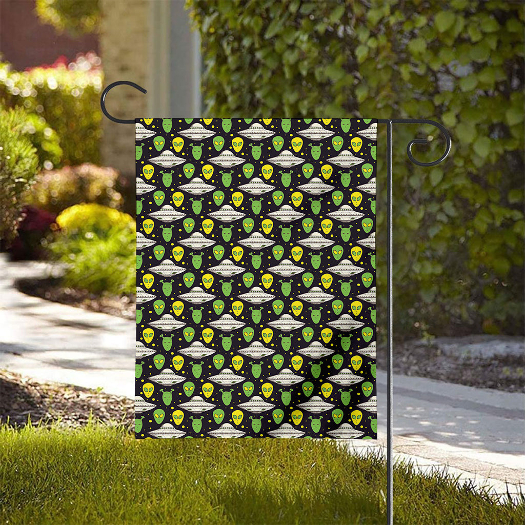 Green Alien UFO Space Print House Flag