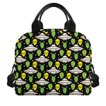 Green Alien UFO Space Print Insulated Lunch Bag