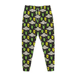 Green Alien UFO Space Print Jogger Pants