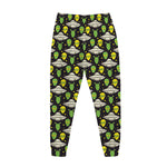 Green Alien UFO Space Print Jogger Pants