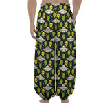 Green Alien UFO Space Print Lantern Pants