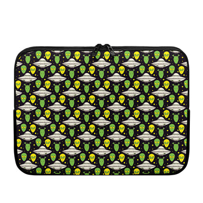 Green Alien UFO Space Print Laptop Sleeve