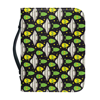 Green Alien UFO Space Print Leather Bible Cover
