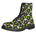 Green Alien UFO Space Print Lace-Up Boots