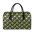 Green Alien UFO Space Print Leather Duffel Bag