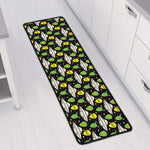 Green Alien UFO Space Print Long Kitchen Mat