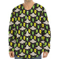 Green Alien UFO Space Print Long Sleeve Baseball Jersey