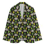 Green Alien UFO Space Print Men's Blazer