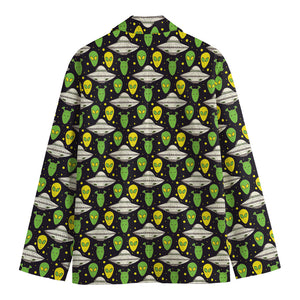 Green Alien UFO Space Print Men's Blazer