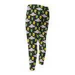 Green Alien UFO Space Print Men's Compression Pants