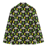 Green Alien UFO Space Print Men's Cotton Blazer