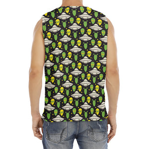 Green Alien UFO Space Print Men's Fitness Tank Top