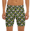 Green Alien UFO Space Print Men's Long Boxer Briefs