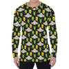 Green Alien UFO Space Print Men's Long Sleeve T-Shirt