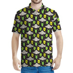 Green Alien UFO Space Print Men's Polo Shirt