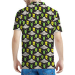 Green Alien UFO Space Print Men's Polo Shirt