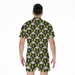 Green Alien UFO Space Print Men's Rompers