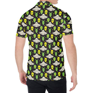 Green Alien UFO Space Print Men's Shirt