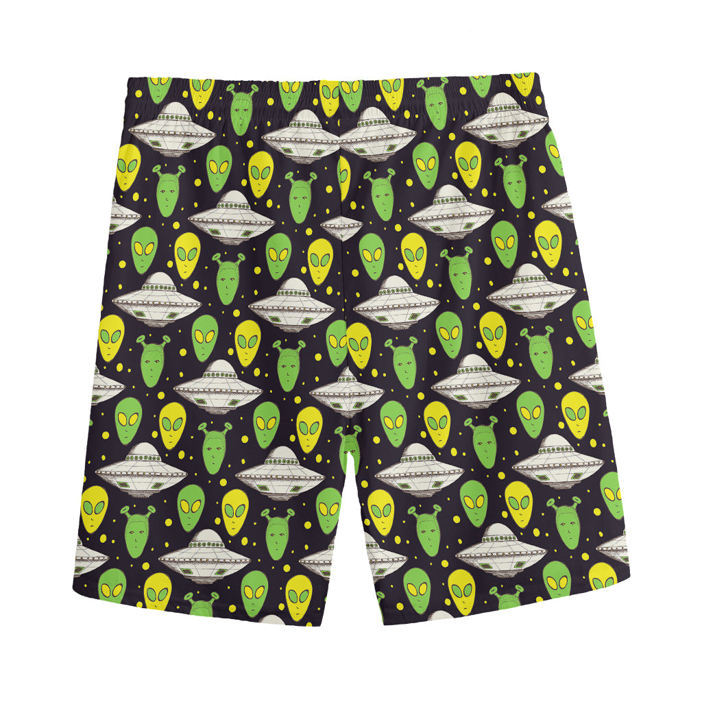 Green Alien UFO Space Print Men's Sports Shorts