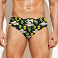 Green Alien UFO Space Print Men's Swim Briefs