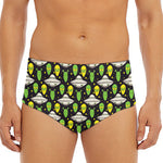 Green Alien UFO Space Print Men's Triangle Swim Briefs