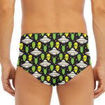Green Alien UFO Space Print Men's Triangle Swim Briefs