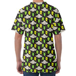 Green Alien UFO Space Print Men's Velvet T-Shirt