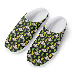 Green Alien UFO Space Print Mesh Casual Shoes