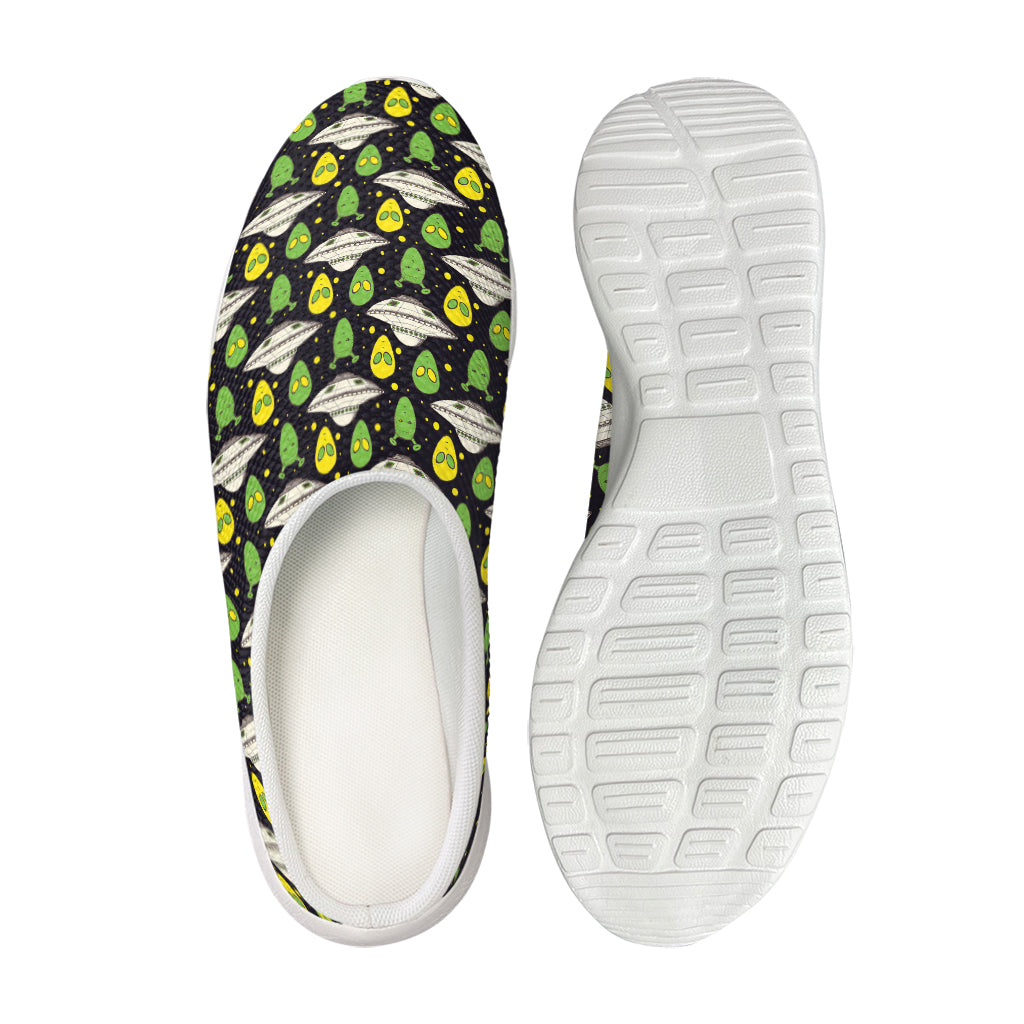 Green Alien UFO Space Print Mesh Casual Shoes